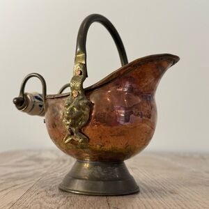 Vintage Brass Copper Sm Miniature‎ Scuddle Bucket Ash Tray French Style Holland